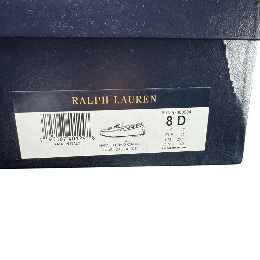 Ralph Lauren Purple Label Harold Blue Suede Loafer Mens 8D Italy New